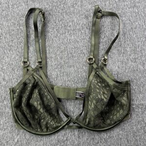 Victoria's Secret VS Very Sexy Unlined Plunge Bra‎ Olive Green Lace Strappy 34DD